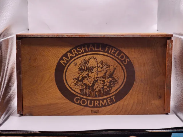 Marshall Fields Gourmet Empty Wooden Box With Sliding Lid