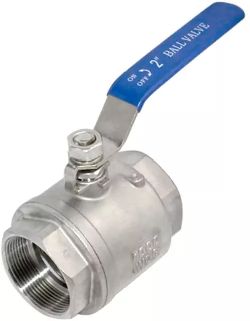 316 Stainless Steel 2″ Full Port Ball Valve with Blue Vinyl Handle
