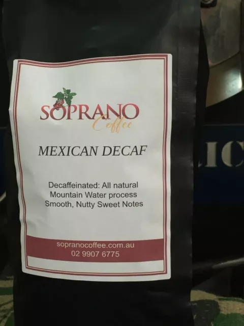 Roasted Coffee beans Mexican decaf Soprano Coffee