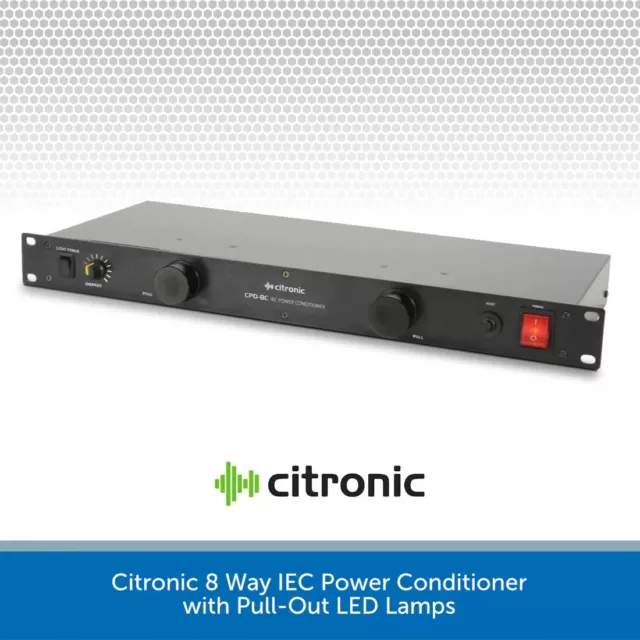 Citronic 8 Way IEC Power Conditioner RFI/EMI Interface 19" LED Lamps CPD-8C