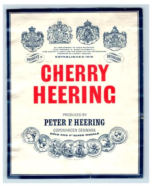 1970's-80's Cherry Peter F. Heering 2 Denmark Wine Label Original S36E