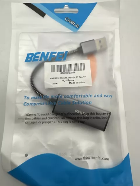 BENFEI USB Ethernet Adapter 1000Mbps, USB auf RJ45 Gigabit Ethernet LAN