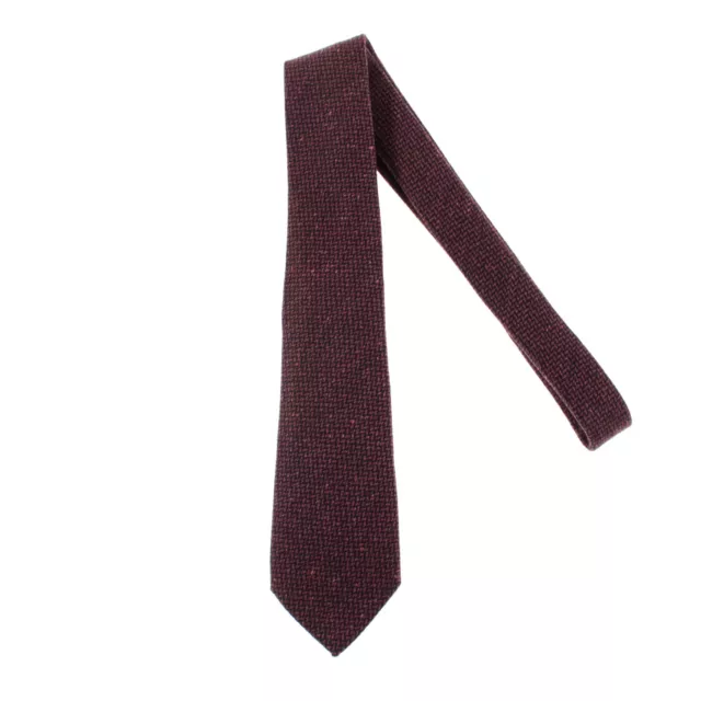 Kiton NWOT Wool/Silk Blend Neck Tie in Burgundy/Black Herringbone-Like Pattern