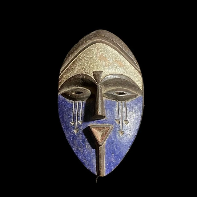 African Bwami Lega Carved Mask Wood Mask Primitive Art Collectibles Mask-8445