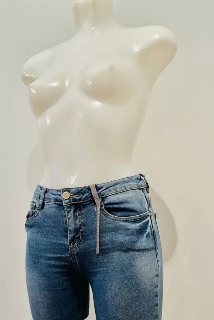 Jeans Donna Mod. Skinny, Elasticizzati Vita Media, Effetto Sbiadito Tg. S 3