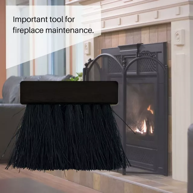 1 Pack Wooden Handle Brush Head Fireplace Fire Hearth Fireside Round Brush Black