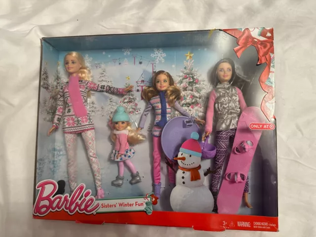 Vintage Barbie Sisters Winter Holiday  Fun Barbie bnib Rare christmas snow ski
