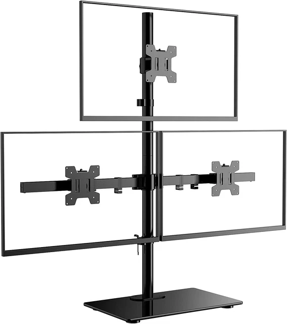TRIPLE MONITOR STAND, Height Adjustable FreeStanding Monitor Desk