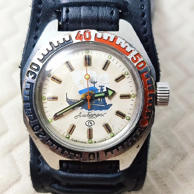 ⭐ Rare Vintage Soviet watch VOSTOK AMPHIBIA albatross military made in USSR 80s#