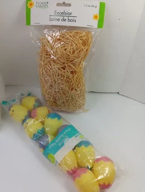 Chick Easter Eggs 11 Piece Plastic Collectables Bag Natural Grass