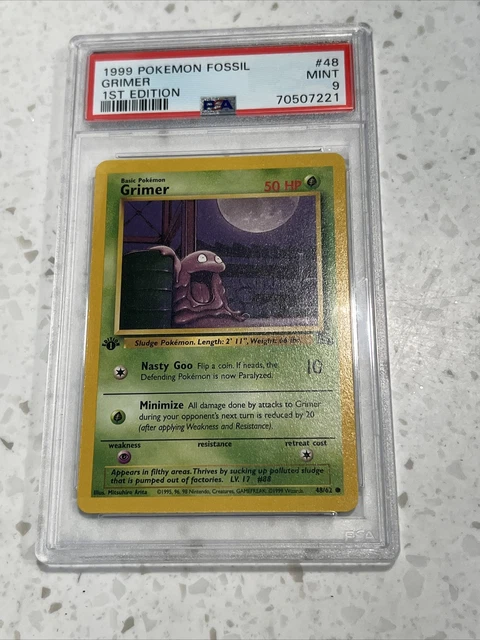 1st Ed Grimer Non-Holo WOTC Pokemon Card 48/62 Fossil Set PSA 9 MINT