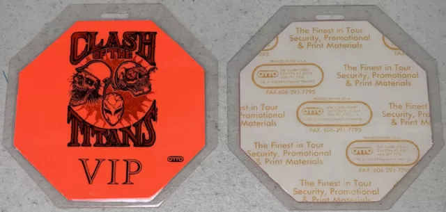 Clash Of The Titans Otto Laminated Vip Backstage Pass Megadeth Slayer Picclick