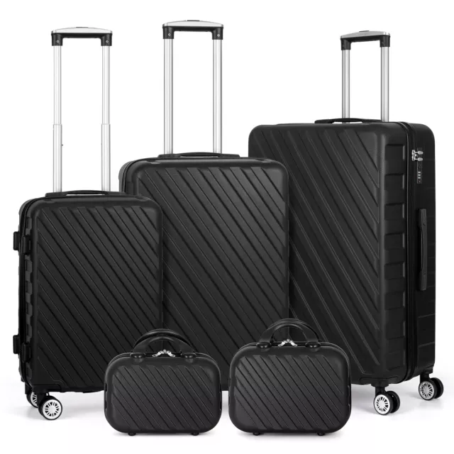 Luggage 5 Piece Set Hard Shell Carry on Suitcase w/TSA Spinner Wheels Travel Set