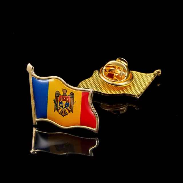 Moldova Metal Country National Flag Lapel Hat Cap Tie Pin Badge Brooch