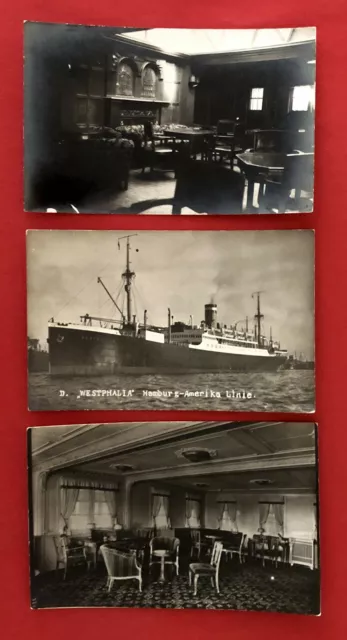 3 x Foto AK Hamburg Amerika Linie um 1930 Ozeandampfer Westphalia  ( 77240