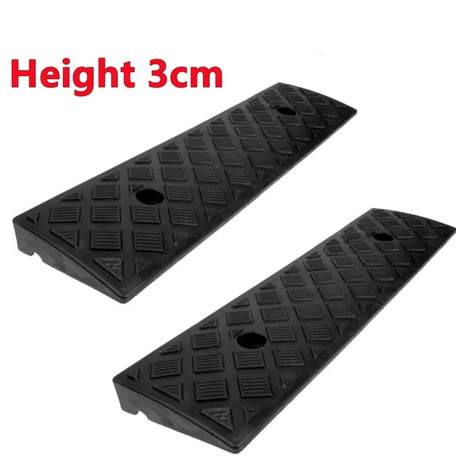 1-2X 3cm Portable Rubber Kerb Door Ramps Wheelchair Mobility Scooter Access Ramp