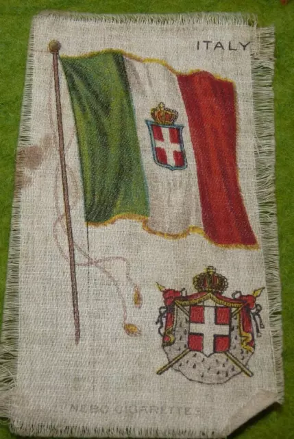 16/22 Nebo cigarettes silk flag Italy  Publicité soie ancien drapeau Italie