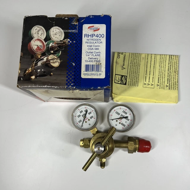 UNIWELD NITROGEN GAS Regulator RHP400 CGA 580 Inlet 1/4” Flare Outlet