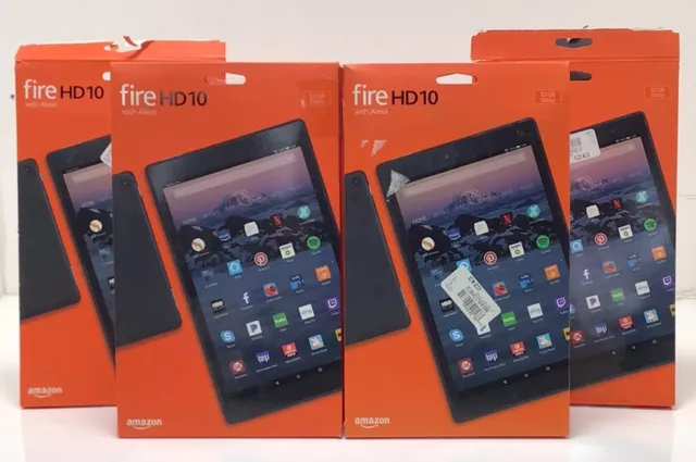 Amazon Fire HD 10 7th Gen 32 GB 10.in Bundle In Black FORT PARTS ONLY LOT OF 4