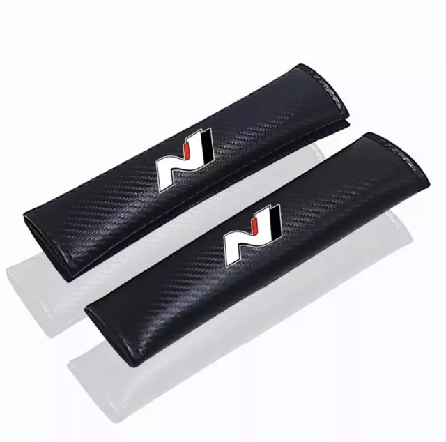 2Pcs Hyundai N Performance Shoulder Pad Cover Protector Seat Belt Carbon Fibre