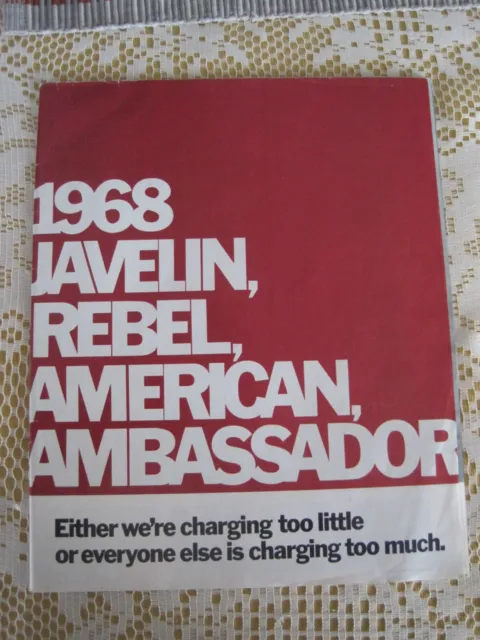 1968 Javelin Rebel SST American Ambassador Sales Book Information Brochure AMC