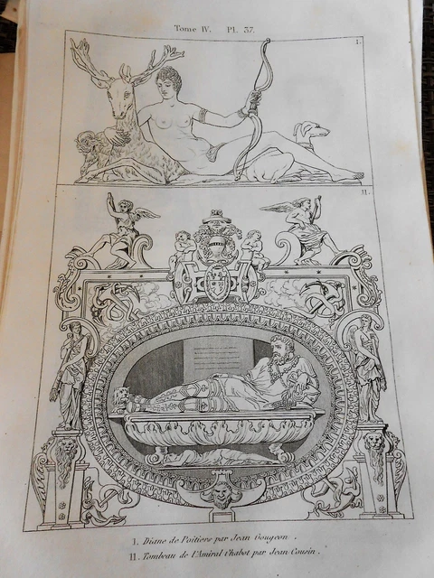 Gravure 1841 - Diane de Poitiers et Tombeau de l'Amiral Chabot
