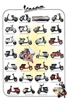 Poster Manifesto Locandina Pubblicitaria Italiana Vintage Scooter Vespa Piaggio
