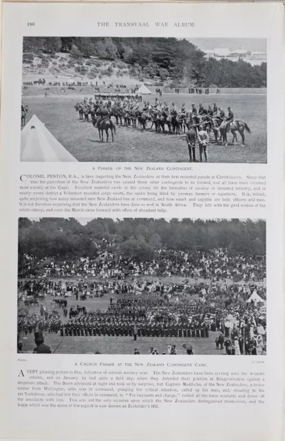 1900 Boer War Print Church Parade New Zealand Contingent Camp