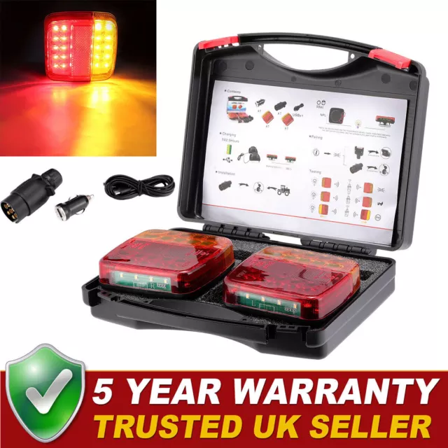 Wireless Led Rear Tail Lights Battery Operated USB Magnetic Tow Towing Trailer