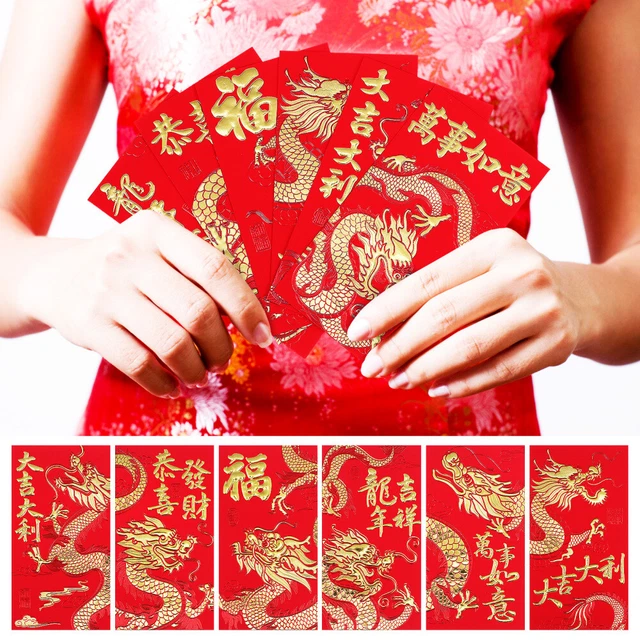 36pz Buste Rosse Cinesi 2026, Lunghe Buste Rosse con Design