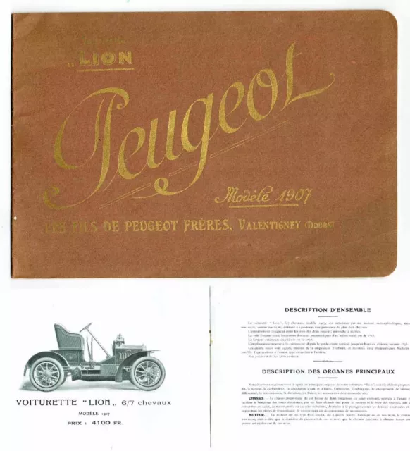 Catalogue AUTOMOBILE PEUGEOT 1907 voiturette LION 2