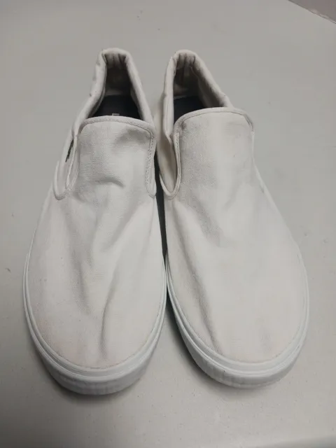 LACOSTE mens white canvas slip on sneakers Size US 12/UK 11/EU 46 VERY GOOD COND