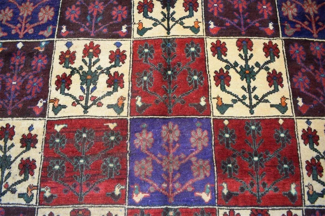 5'6 x 10'3 S Antique Geometric Garden Panel Animal Tribal Handmade Wool Area Rug