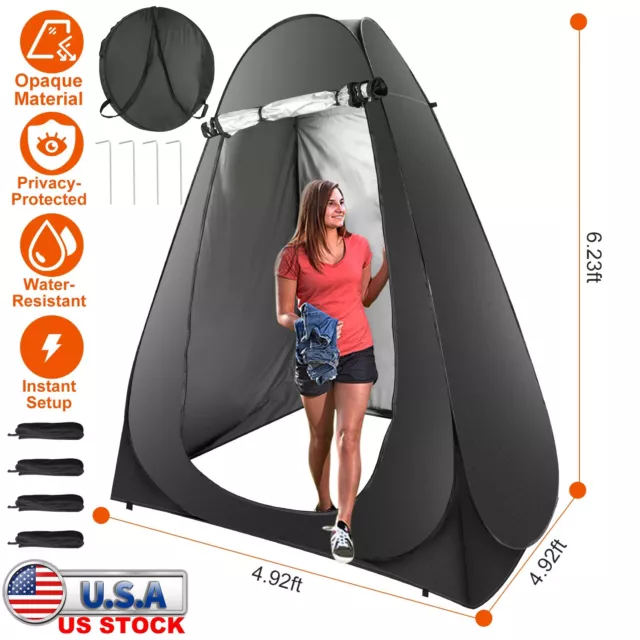 Pop Up Shower Tent Outdoor Privacy Tent Camping Shower Toilet Black Portable US