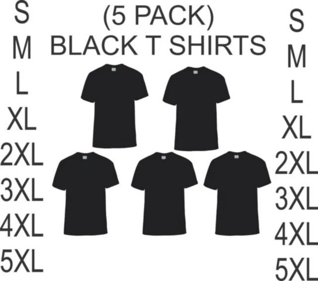 (5 pack)  GILDAN Mens Plain BLACK T Shirts S M L XL 2XL 3XL 4XL 5XL USA