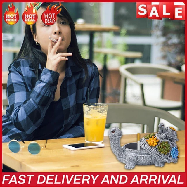 Resin Animal Ash Tray with Lid Turtle-shaped Waterproof Handmade for Living Room