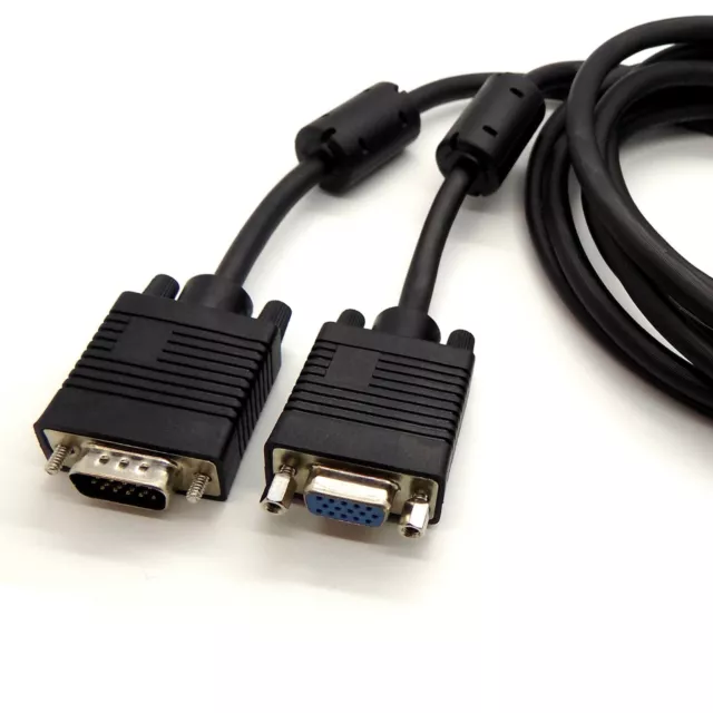 VGA EXTENSION Cable MALE TO FEMALE SVGA PC to Monitor Lead TRIPLE SHIELDED 15pin