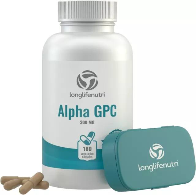 Alpha GPC Choline Supplement 300mg - 180 Vegetarian Capsules | Made in USA |