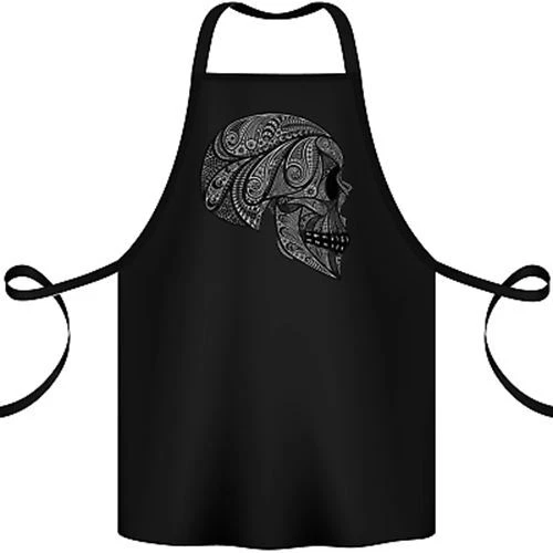 Mandala Skull Gothic Biker Motorbike Cotton Apron 100% Organic