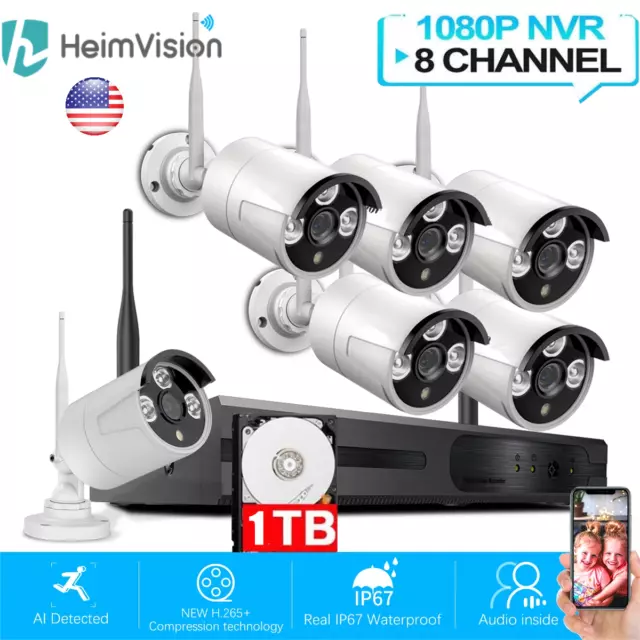 Heimvision 8CH 4Pcs Wireless Security Camera System CCTV NVR + 1TB Hard Drive