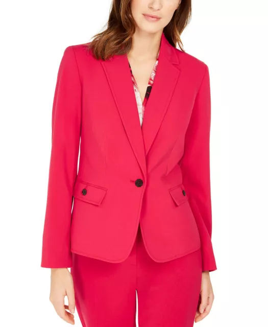 New! NINE WEST ~Size XL~ Women's Notched Collar One-Button Blazer Jacket Red 3