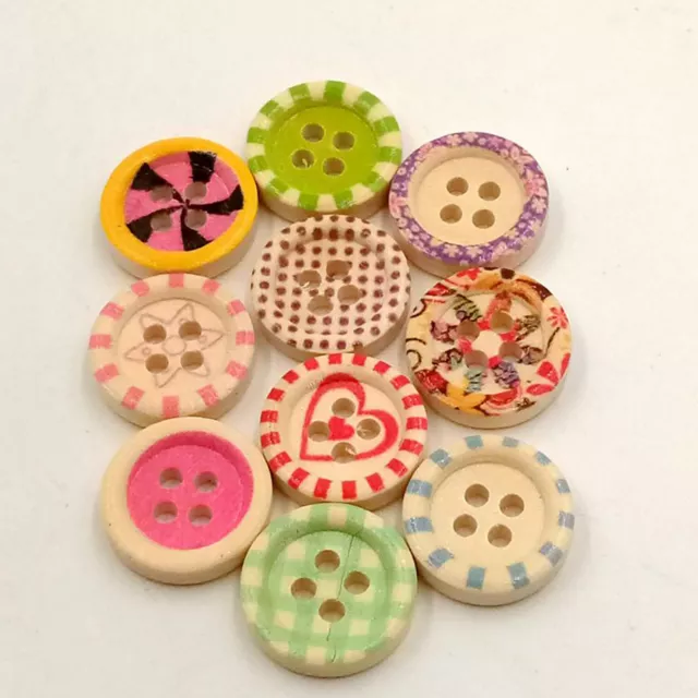 Mixed Colorful Wood 4 Holes Round Buttons for Sewing Scrapbooking Crafts 4