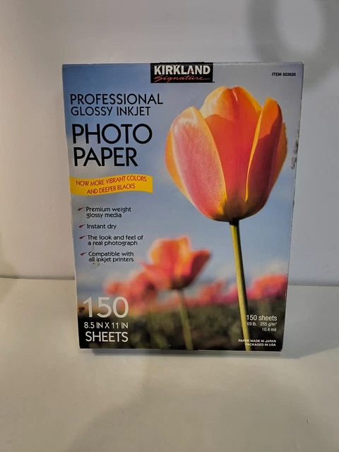 Kirkland Signature Glossy Inkjet Photo Paper 8.5x11 Inches - 150 Sheets Premium Photo Paper