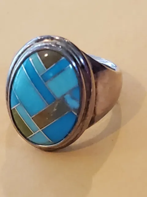 Sterling Carolyn Pollack Relios Turquoise Southwest Bague Pierre 925 Ours Lune