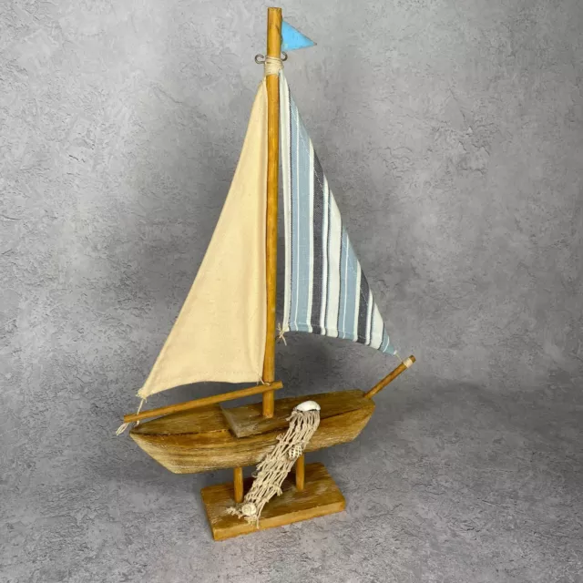 Wooden Handmade Nautical Decor Ornamental Model Raft Fishing Sailboat