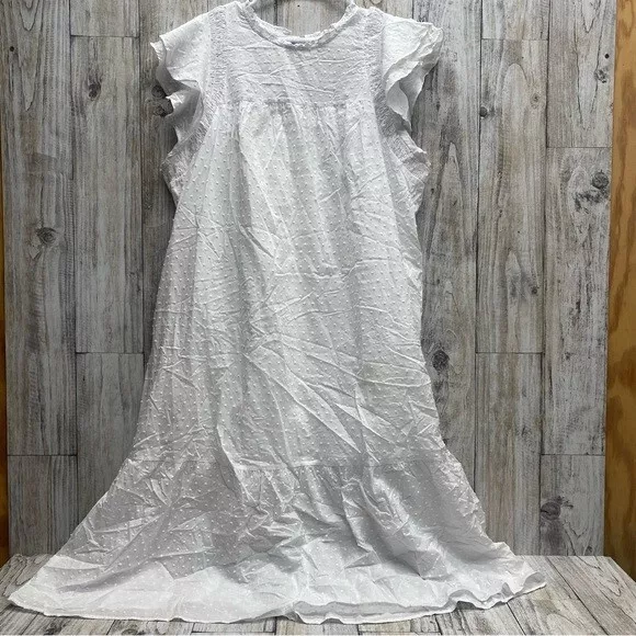 WHO WHAT WEAR Women’s Size 1X White Dress 💯% Cotton Shell And Lining