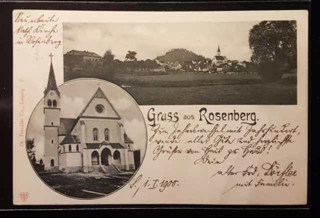 Ak, Sulzbach Rosenberg, Gruss aus, 1900, Fotokarte, Kirche u. Totale;