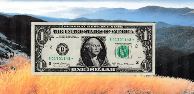 2017A $1 Federal Reserve Star Note District B New York Bep/Dc