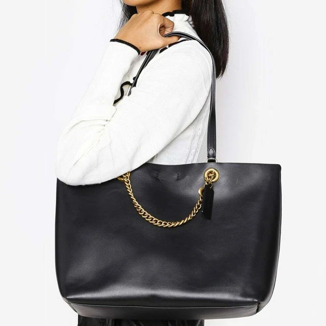 COACH TOTE LARGE Refined Calf Leather Chain C Handbag 78218 Deep
