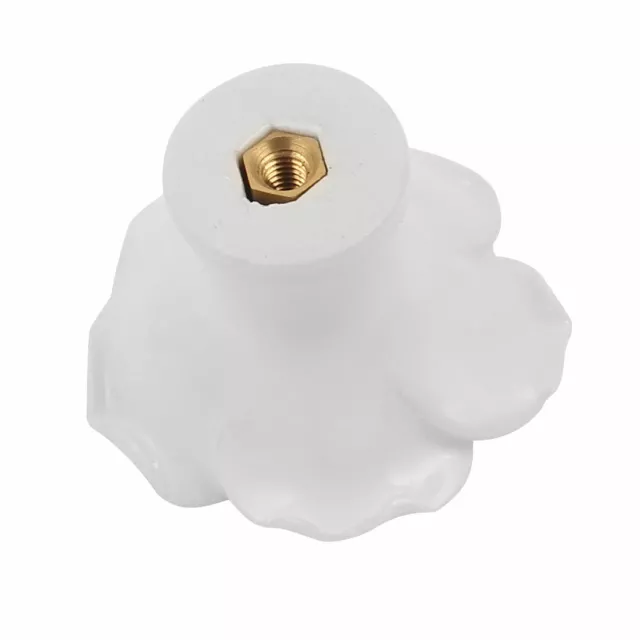 Cabinet Wardrobe Drawer Door Pull Rose Shape Design Ceramic Knobs White 2pcs 3